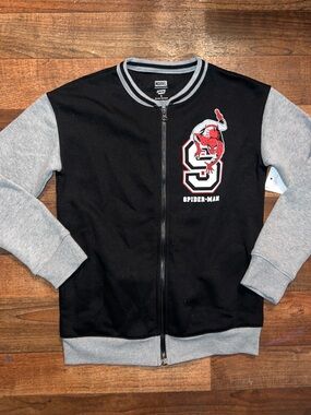 Marvel Boys Black and Gray Bomber Jacket